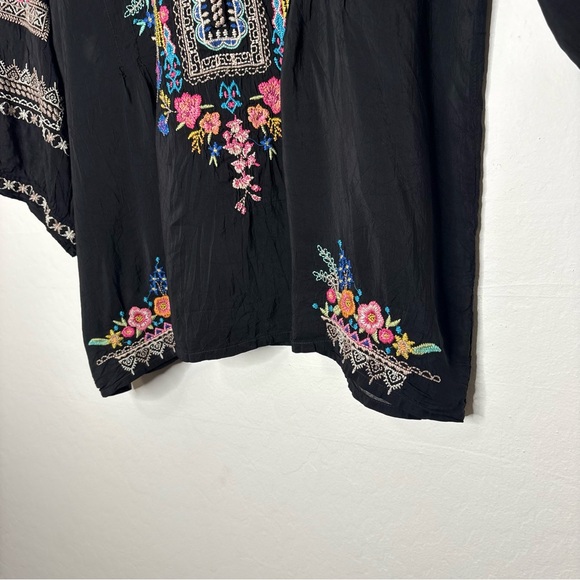 Johnny Was Sarabeth 3/4 Sleeve Georgette Tunic Black Multicolor Embroidery XXL - Picture 4 of 8